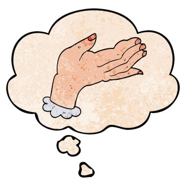 karikatür el ve grunge doku desen tarzında düşünce balonu