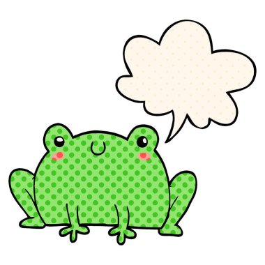 çizgi film kurbağası ve çizgi roman tarzında konuşma balonu