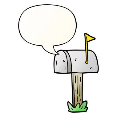 çizgi film posta kutusu ve konuşma balonu düzgün degrade tarzında