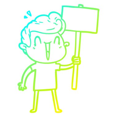 soğuk degrade çizgi çizim karikatür heyecanlı adam