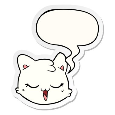 karikatür kedi yüz ve konuşma kabarcık etiket