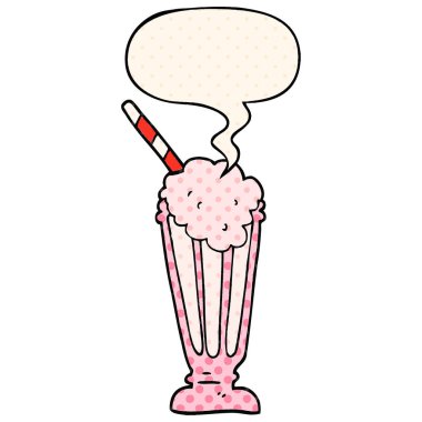çizgi roman tarzında karikatür milkshake ve konuşma balonu
