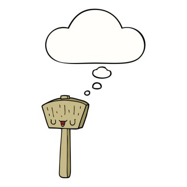 karikatür tokmak ve düşünce balonu