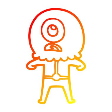 sıcak degrade çizgi çizim karikatür cyclops yabancı uzay adamı