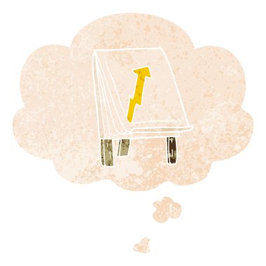 retro te ok ve düşünce balonu ile karikatür iş grafik