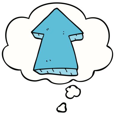 karikatür işaret ok ve düşünce kabarcık