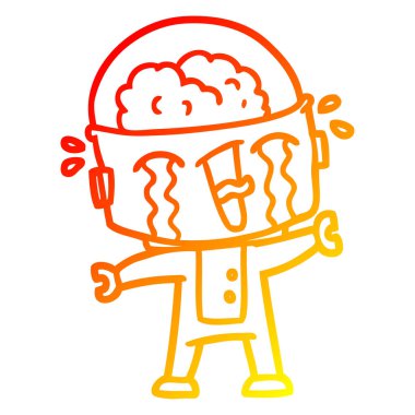 sıcak degrade çizgi çizim karikatür ağlayan robot