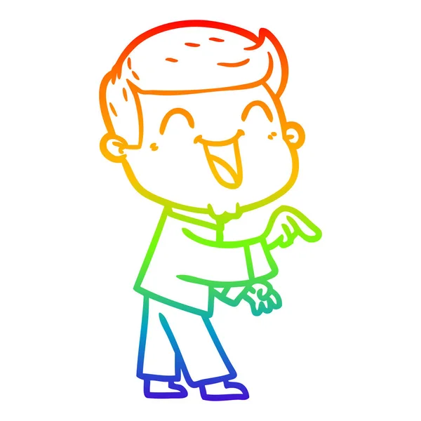 Arco iris gradiente línea dibujo dibujos animados hombre riendo — Vector de stock