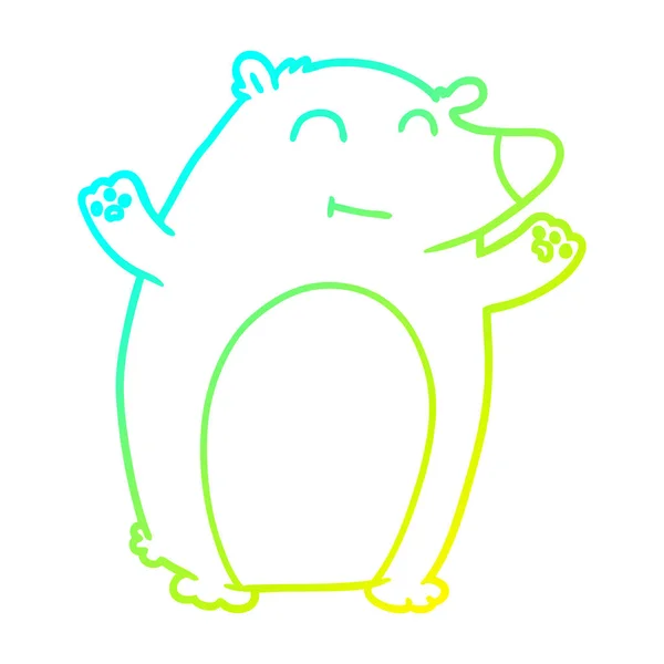 Kall gradient linje ritning Happy Cartoon Bear — Stock vektor