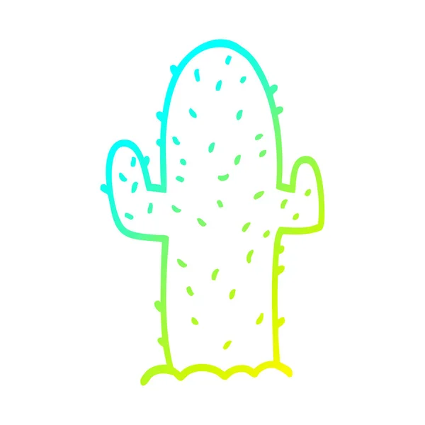 Línea de gradiente frío dibujo cactus de dibujos animados — Vector de stock