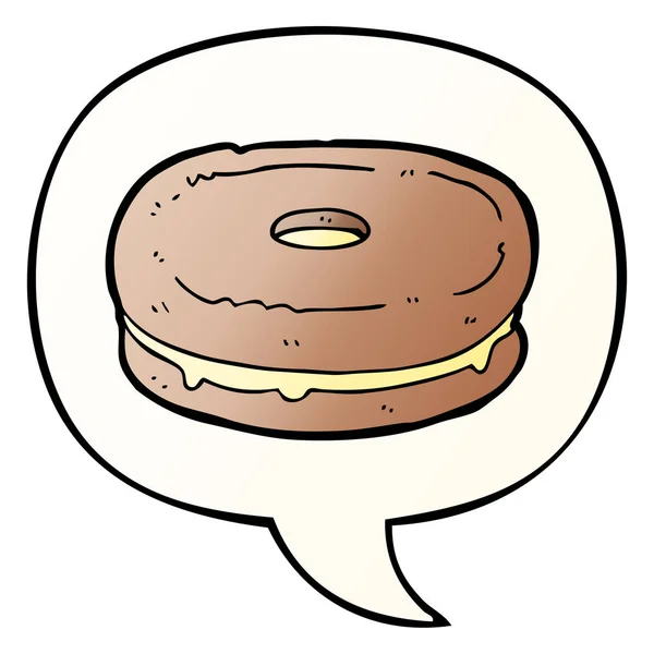 Biscuit de dessin animé et bulle d'expression dans un style dégradé lisse — Image vectorielle