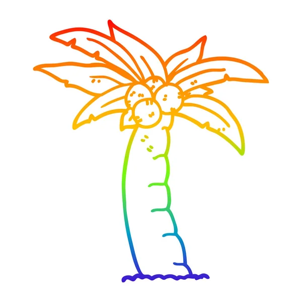 Arco iris gradiente línea dibujo dibujos animados palmera — Archivo Imágenes Vectoriales