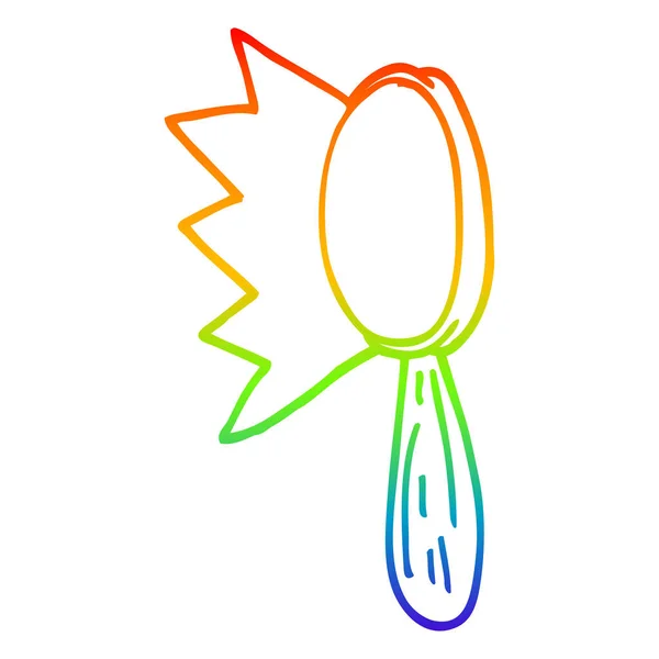 Rainbow gradient ligne dessin dessin animé loupe — Image vectorielle
