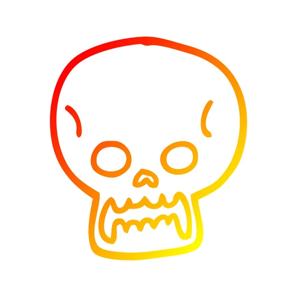 Chaud gradient ligne dessin dessin animé halloween crâne — Image vectorielle