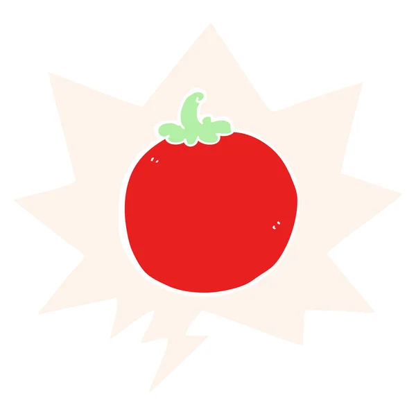 Bulle de tomate et de discours dessin animé dans le style rétro — Image vectorielle