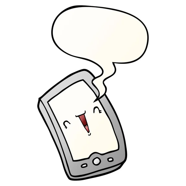 Mignon dessin animé téléphone mobile et bulle de la parole en dégradé lisse s — Image vectorielle