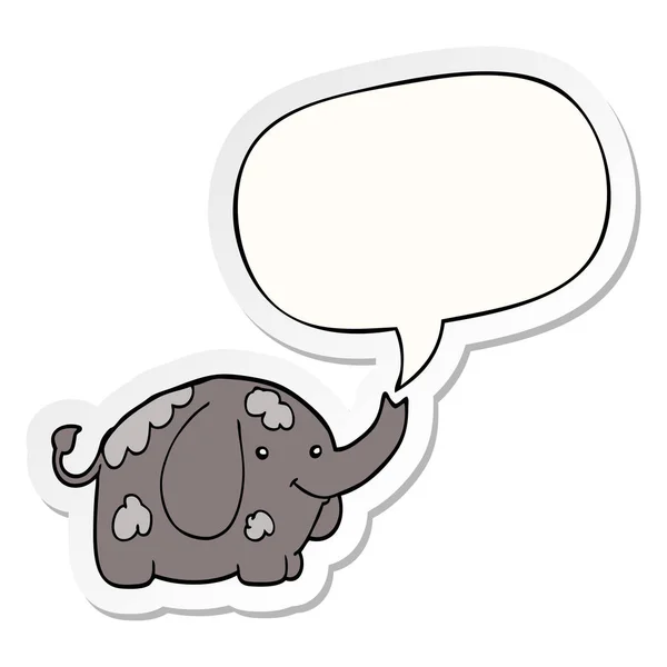 Cartoon elephant and speech bubble sticker — Stock Vector