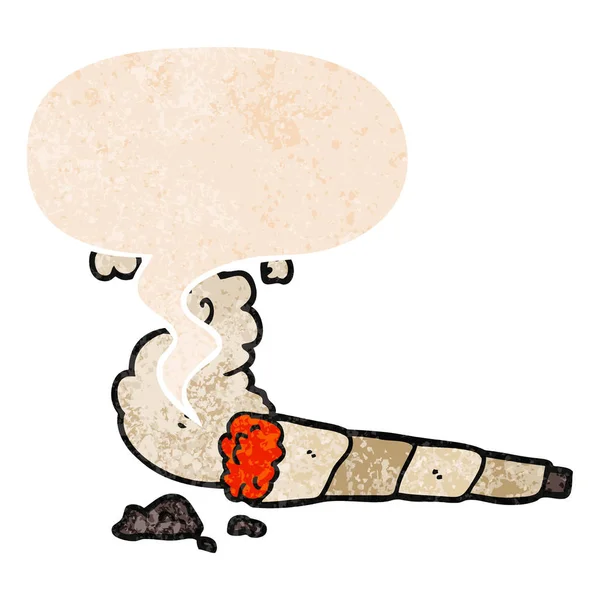 Retro dokulu tarzda karikatür sigara ve konuşma balonu — Stok Vektör