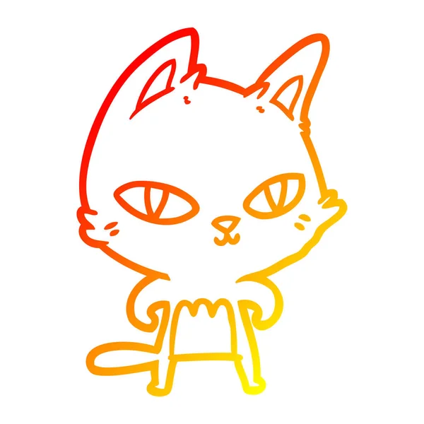 Chaud gradient ligne dessin dessin animé chat regarder — Image vectorielle