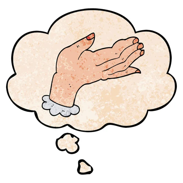 karikatür el ve grunge doku desen tarzında düşünce balonu