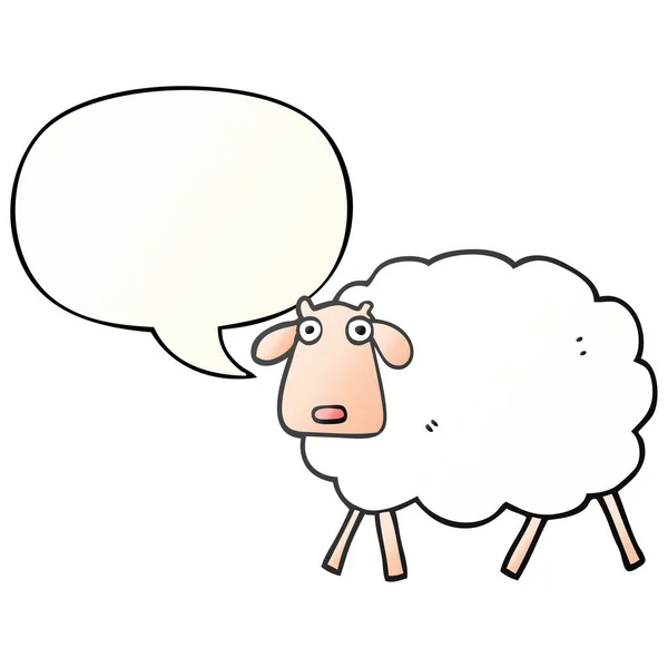 Cartoon sheep and speech bubble in smooth gradient style — Stock Vector