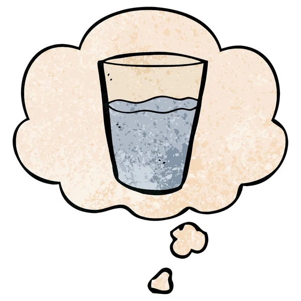 Verre de dessin animé de l'eau et bulle de pensée en texture grunge patt — Image vectorielle