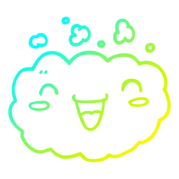 Froid dégradé ligne dessin heureux dessin animé nuage — Image vectorielle