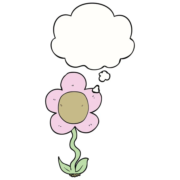 Fleur de dessin animé et bulle de pensée — Image vectorielle