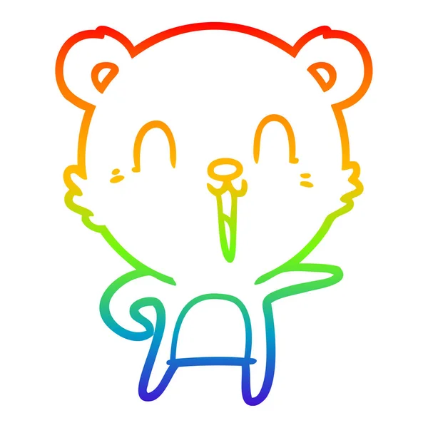 Arco iris gradiente línea dibujo feliz dibujos animados oso — Archivo Imágenes Vectoriales
