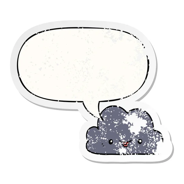Χαριτωμένο καρτούν σύννεφο και ομιλία φούσκα ενοχλημένο αυτοκόλλητο — Διανυσματικό Αρχείο