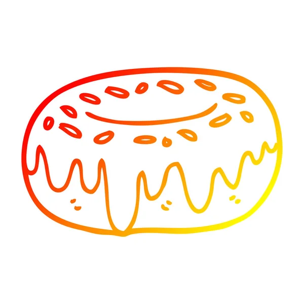 Donut dessin ligne gradient chaud avec saupoudrer — Image vectorielle