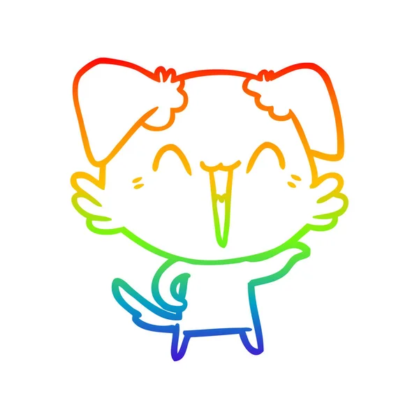 Arco iris gradiente línea dibujo feliz poco perro dibujos animados — Vector de stock