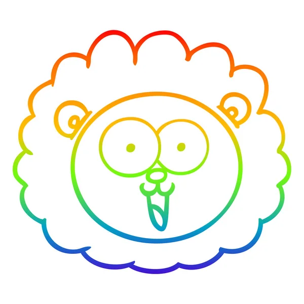 虹のグラデーションライン描画漫画ライオンの顔 — ストックベクタ