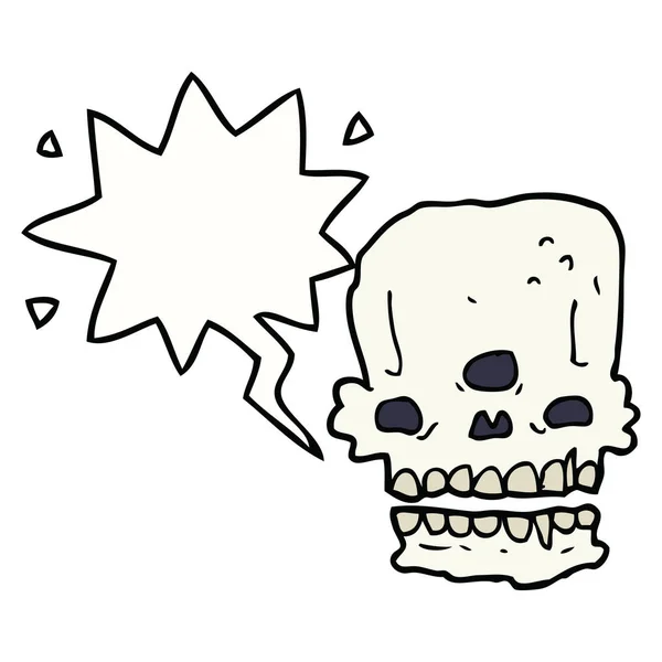 Cartoon Spooky skull och pratbubbla — Stock vektor