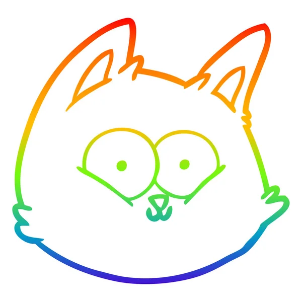Arco-íris linha gradiente desenho cartoon gato rosto —  Vetores de Stock