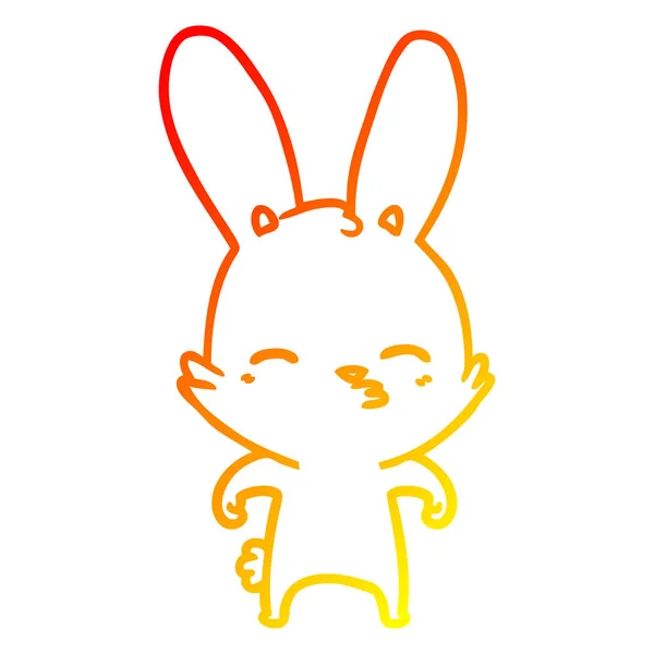 Linha gradiente quente desenho curioso coelho desenhos animados —  Vetores de Stock