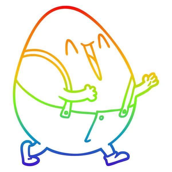 Linea gradiente arcobaleno disegno humpty dumpty uomo uovo cartone animato — Vettoriale Stock