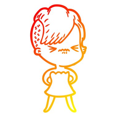 sıcak degrade çizgi çizim karikatür rahatsız hipster kız