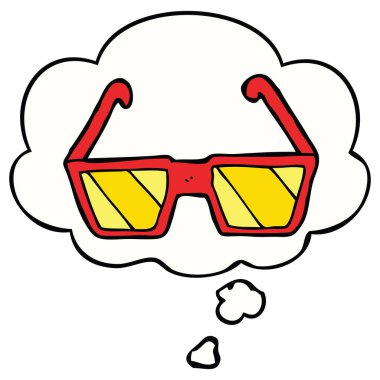 karikatür gözlük ve düşünce balonu