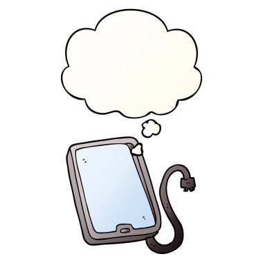 çizgi film bilgisayar tablet ve pürüzsüz degrade st düşünce balonu