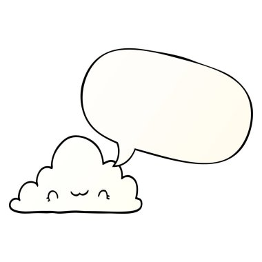 pürüzsüz degrade tarzında sevimli karikatür bulut ve konuşma balonu