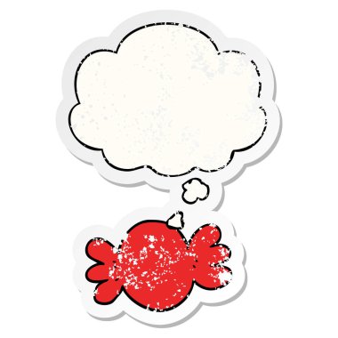 çizgi film sarılmış şeker ve sıkıntılı yıpranmış st olarak kabarcık düşünce