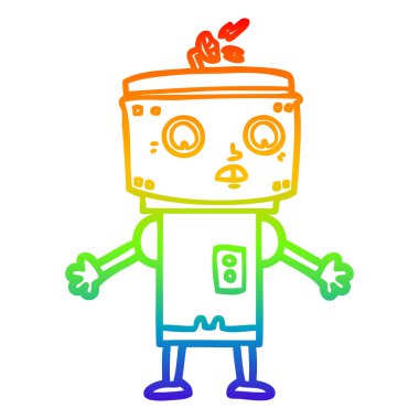 gökkuşağı degrade çizgi çizim karikatür robot