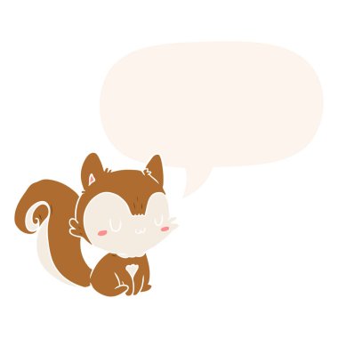 retro tarzında karikatür sincap ve konuşma balonu