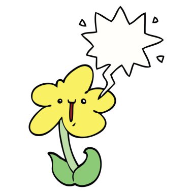 karikatür çiçek ve konuşma balonu