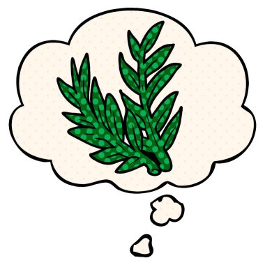 çizgi film bitki ve çizgi roman tarzında düşünce balonu