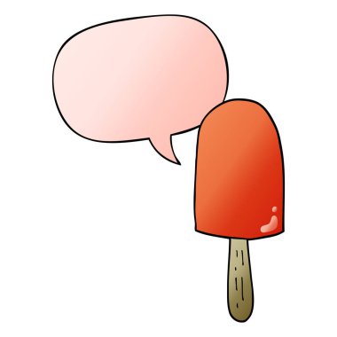 düzgün degrade tarzında karikatür lolipop ve konuşma balonu