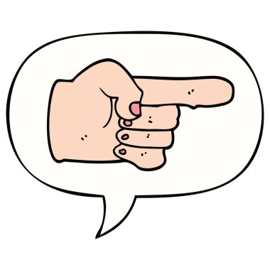 karikatür işaret el ve konuşma balonu