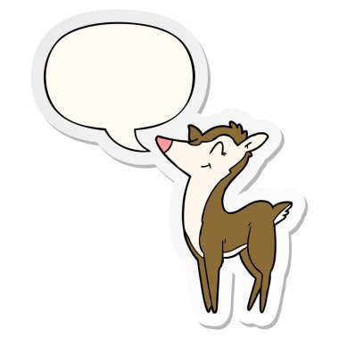karikatür geyik ve konuşma kabarcık etiket
