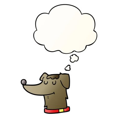 karikatür köpek ve pürüzsüz degrade tarzında kabarcık düşünce